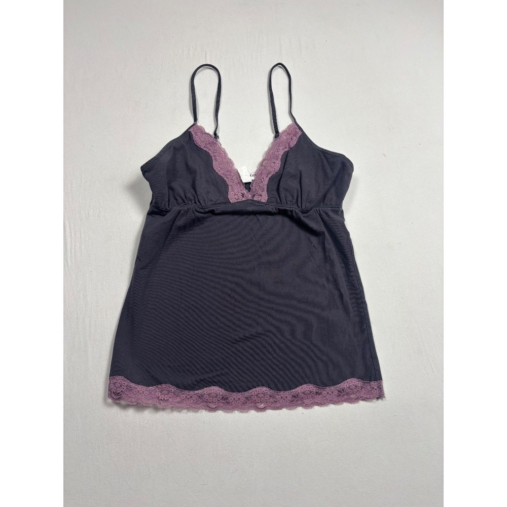 Honeydew Intimates Women's Camisole Medium Gray Mauve Lace Trim Tank